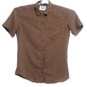 Smyth's‎ brown slim fit stripped men's short sleeved shirt Size M